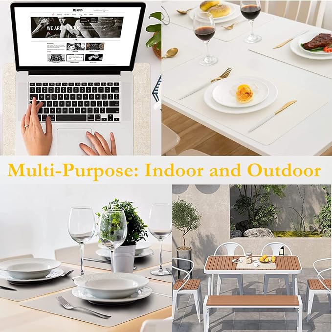 Placemats Set of 6, Faux Leather Place Mats - Image 5