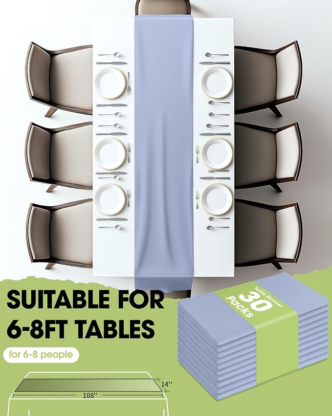 Pureegg Plastic Table Runners Disposable 30 Pack, 14 x 108 Inch Table Runner - Image 5