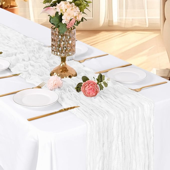 6 Pack White Cheesecloth Table Runner, 17 x 108 Inch, Gauze Cheese Cloth Table - Image 3