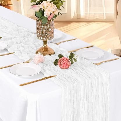 6 Pack White Cheesecloth Table Runner, 17 x 108 Inch, Gauze Cheese Cloth Table - Image 3