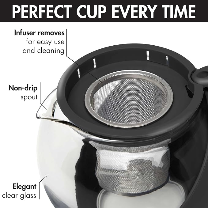 Primula Half Moon Teapot with Removable Infuser, Glass Tea Maker with Reusable - Image 6