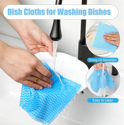 300 Pcs Disposable Dish Cloths for Kitchen Disposable Cleaning Cloth and Towels Handy Cleaning Wipes Disposable-Rags for Kitchen and Office(Blue)