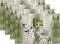 Floral Place mats Set of 4, 12x18 Inches Rustic Sage Green Daisy Flower Decorative Placemats Rectangle Floral Linen Table Mats for Party Home Kitchen,Dining Table Decoration