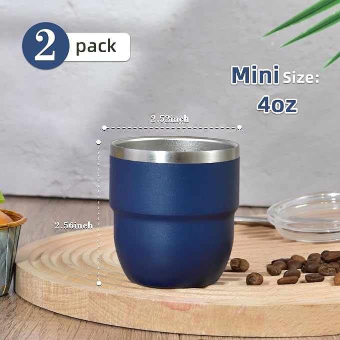 CHLJAR Espresso Cups, 4oz Insulated Espresso Cup Set of 2, Espresso Shot Cups - Image 2
