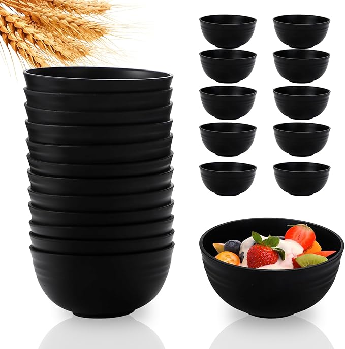 Lazycorner 12 Pcs Wheat Straw Cereal Bowls 26 Oz Wheat Straw Bowls Set Reusable by Lazycorner