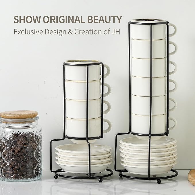 JIEMEI HOME Porcelain Stackable Espresso Cups - Image 8