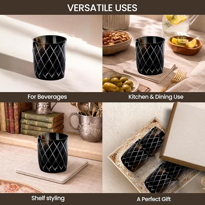 Handicrafts Home Viking Horn Shot Glasses Set of 4, Handmade Natural Ox Horn - Image 5