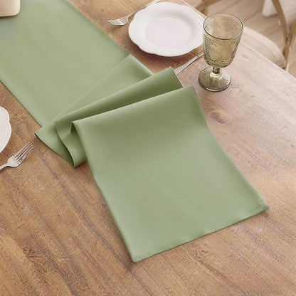 Sage Green Table Runner, Waterproof Washable Runners 60 Inches Long | Reusable - Image 3