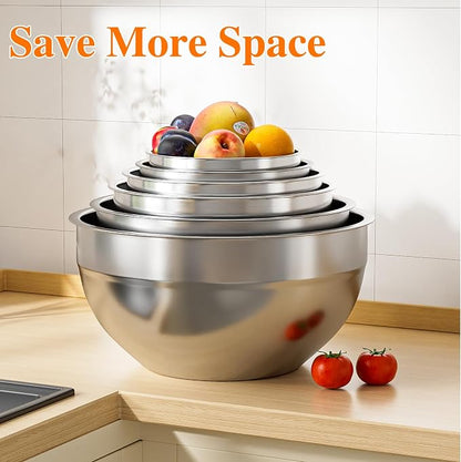 Mixing Bowls with Lids Set, Kitchen Food Storage Organizers Nesting Mixing Bowl - Image 7