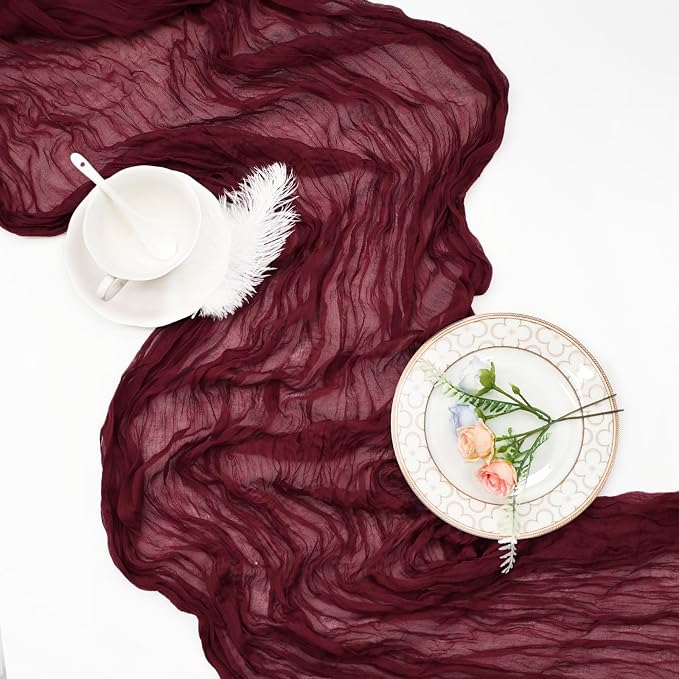 12 Pack Burgundy Cheesecloth Table Runner 17 x 108 Inch | Boho Gauze Cheese - Image 7