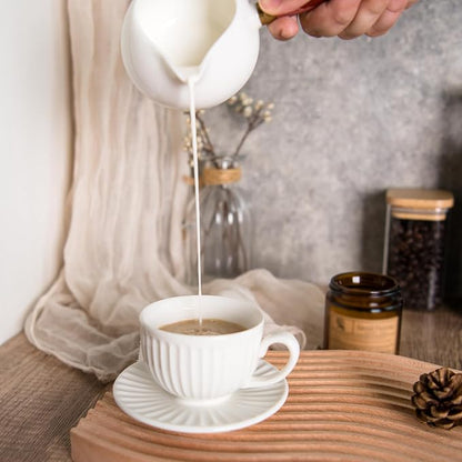 2 oz White Espresso Cups Set of 2, Ceramic Cappuccino Cups - Image 5