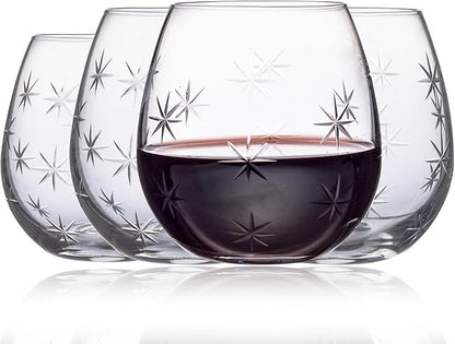 SHOSHIN Handmade Crystal Hand-cut Stemless wine glass (Star set of 4)