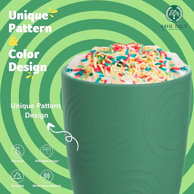 Homienly Plastic Cups Reusable 8 PCS Wheat Straw Cups a Good Alternative - Image 4