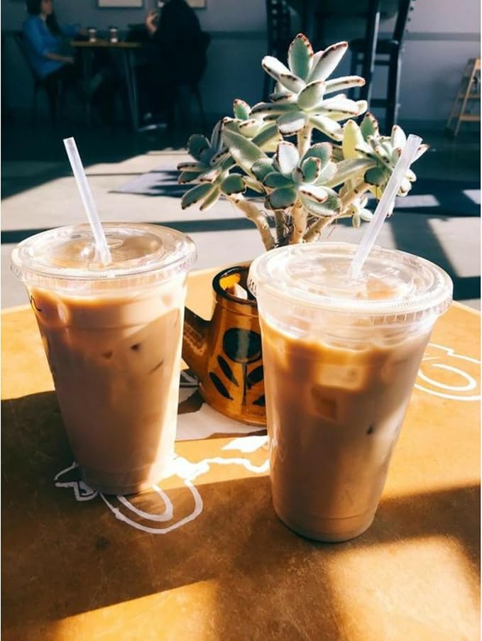 20 oz Clear Plastic Cups with Lids and Straws, Disposable Coffee Cups 25 Sets - Image 5