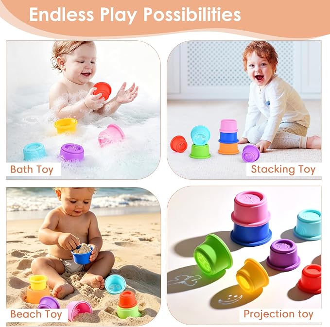 ZYFLSQ Stacking Cups Baby Toy 8 Pcs, Nesting Cups - Image 4