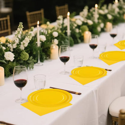 50PCS Yellow Paper Plates and Napkins, 7Inch Solid Yellow Dessert Plates | - Image 6