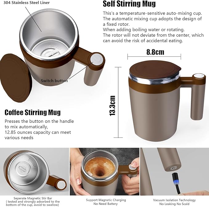 Self Stirring Mug, Rechargeable Auto Magnetic Coffee Mug - Image 2
