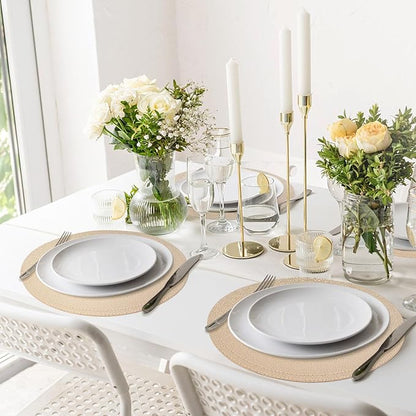 Set of 8 Faux Leather Gold Round Placemats and Coasters, Coffee Mats Kitchen - Image 5