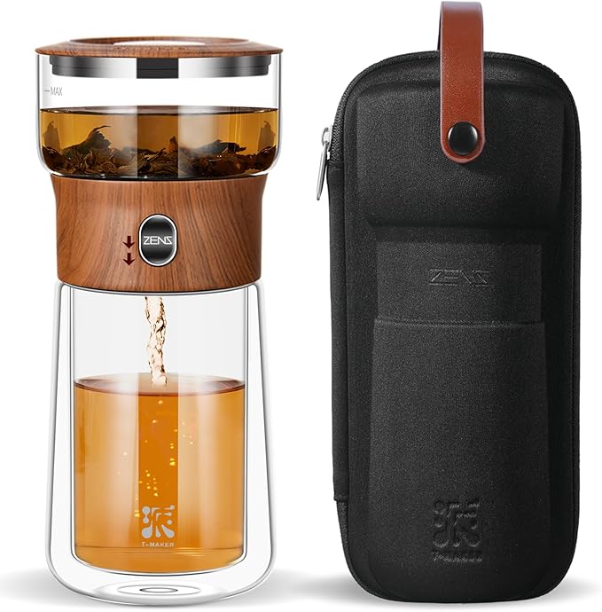 ZENS Glass Infuser Teapot, One Touch Tea Maker by ZENSLIFESTYLE
