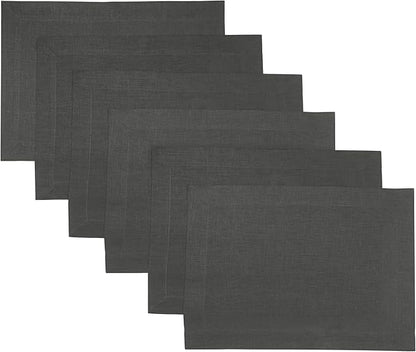 D'Moksha Homes Linen Charcoal Grey Placemats Set of 6-100% Pure Linen Placemats 14 x 19 Inch for Spring, Easter - Handcrafted and Machine Washable