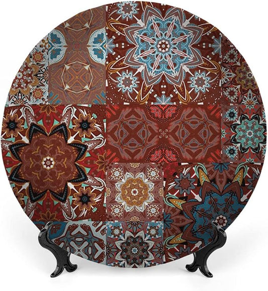 Ceramic Plates, Victorian Decorative Ceramic Plates, Classic Victorian Floral Authentic Motives and Ethnic, 6 Inch, Household Plates Decorative, Multicolor