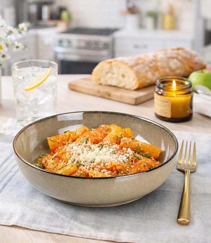 GBhome 8.75'' Large Ceramic Pasta Bowls, 38oz Stoneware Pasta Serving Bowls Set - Image 4