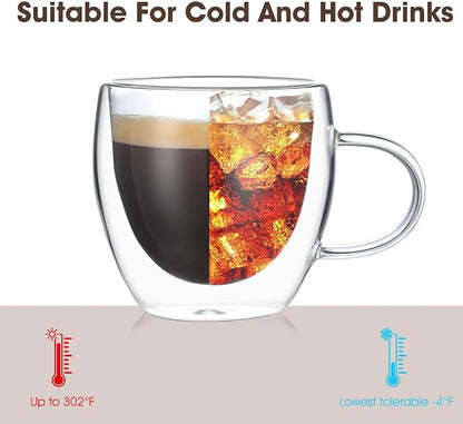 VENVENWEAVS Espresso Cups Set Of 4, Double Wall 5OZ Hand Blown coffee Shots - Image 5