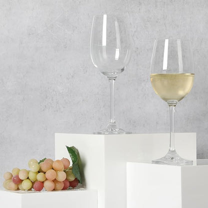 Martha Stewart Vivica 4-Pack White Wine Glass Set, 14 oz – Elegant Stemmed Wine Glasses for Entertaining, Durable Clear Glassware for Dining, Parties, or Everyday Use