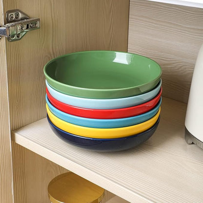 Selamica Ceramic 7.8 inch pasta bowls, 26 Ounce large serving porcelain salad soup bowls, dishwasher microwave safe, set of 6(Multi-color)