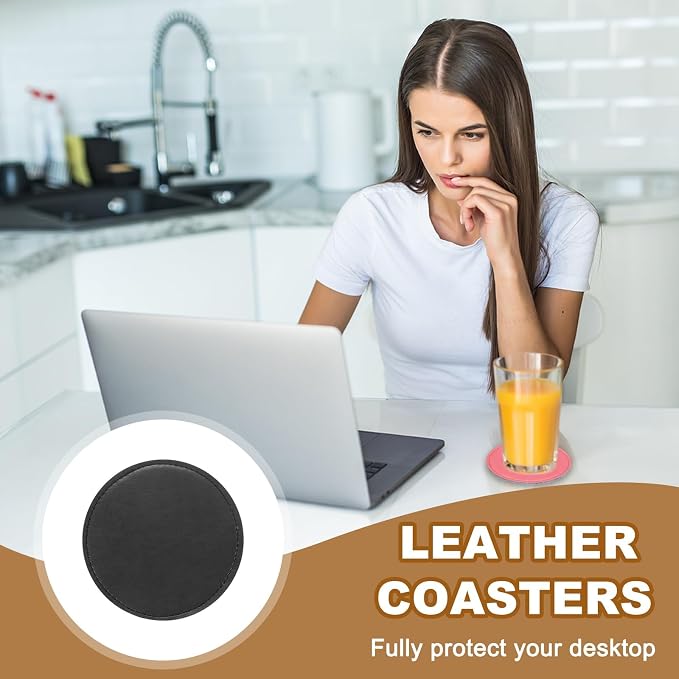 uxcell 5Pcs PU Leather Coasters - Image 6