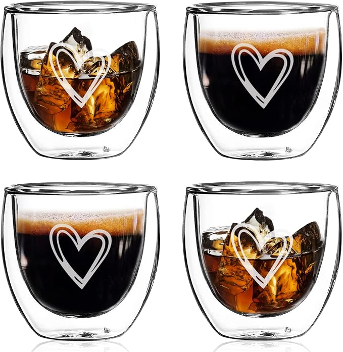 Gute 4Pcs Double Wall Glass Espresso Cups, Heat Resistant, Dishwasher Safe by GUTE