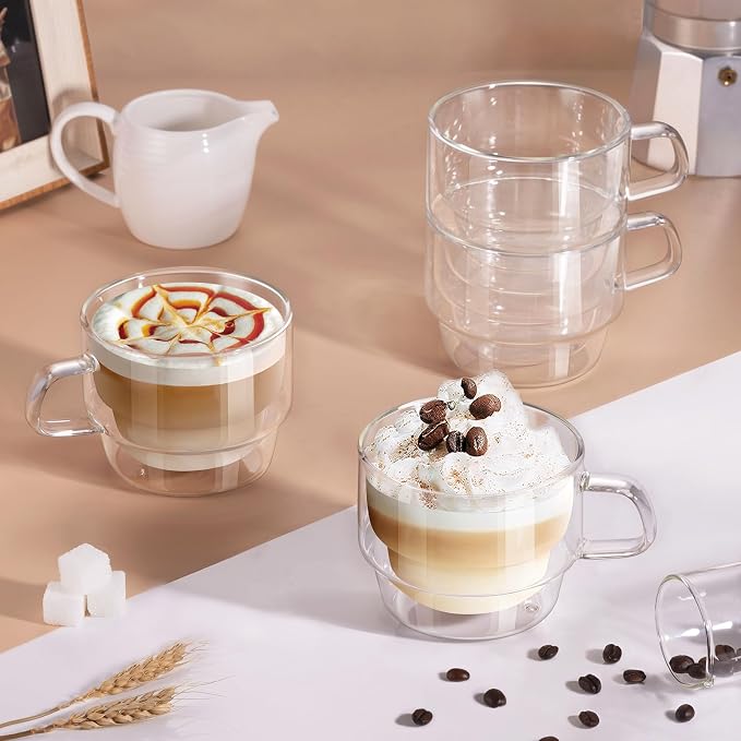 glastal 12 oz Latte Macchiato Glasses, Double-Walled Coffee Glasses, Glass - Image 5
