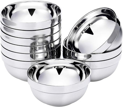10 Pack Stainless Steel Bowls Double-walled Insulated Soup Bowls Multipurpose Rice Ice Cream Kids Snacks