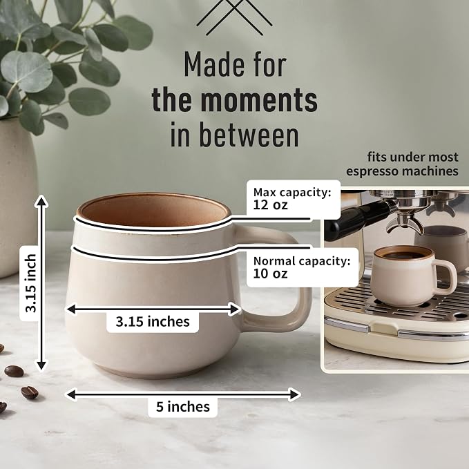 Ava Nord Stoneware Ceramic Coffee Mugs Set of 4 | 12 oz | Rose Sand | Lead-Free - Image 2