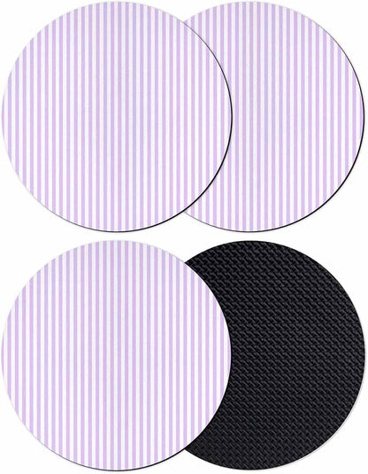 Purple White Stripe Coasters Set of 4, Modern Minimalist Geometric Striped Soft by PIEPLE