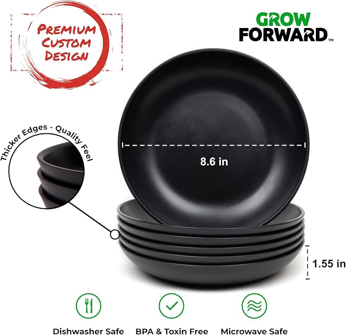 Grow Forward Premium Wheat Straw Pasta Bowls - 30oz Unbreakable Wide & Shallow - Image 3