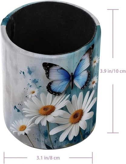 Rural Daisy and Butterfly Leather Pen Holder - Image 3