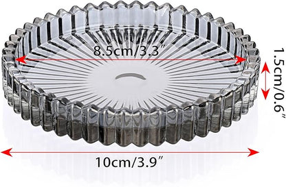 JUXYES 8 Pack Clear Black Crystal Coasters Round Cup Mat, Glass Coasters for Drinks Coffee Tea Wine, Decorative Wine Bottle Coaster, Crystal Drink Coasters for Restaurant bar Kitchen Dining Table