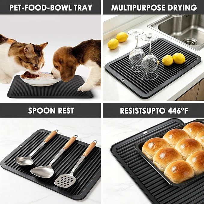 Black Silicone Trivet 16'' X 12'' Silicone Hot Pads - Image 4