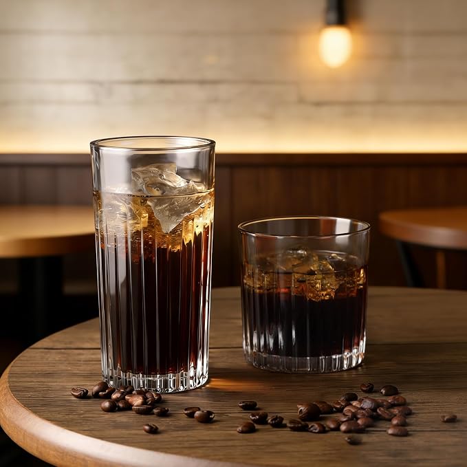 Laerjin Drinking Glasses Set of 8, 12 oz Highball Glasses & 10 oz Cocktail - Image 3