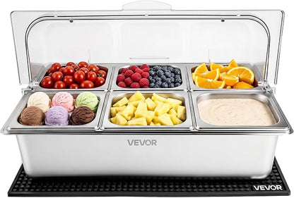 VEVOR Countertop Food Serving Display Container, Stainless Steel Food Salad - Image 9