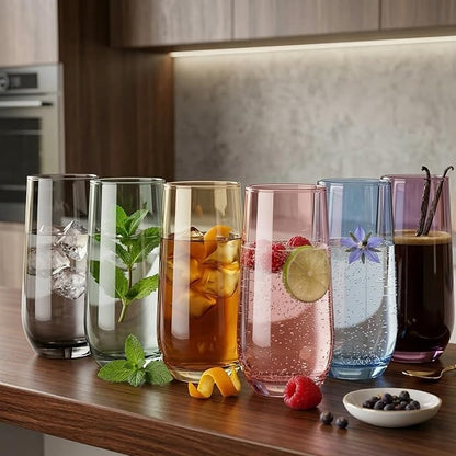 Grey Drinking Glasses Set of 6 | Translucent Black Glassware | 16 oz Smoked - Image 8