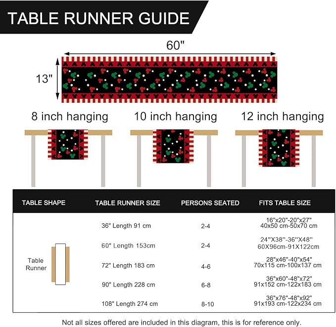 Seliem Red Black Table Runner, Funny Christmas Cute Polka Dot Home Kitchen | - Image 7