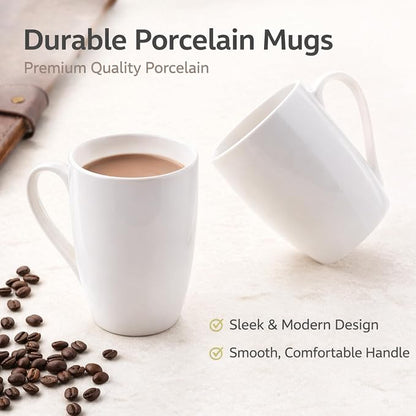 GBhome White Coffee Mugs Set of 12, 12 oz Ceramic Coffee Cups | Classic COffee - Image 3