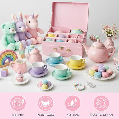 Porcelain Tea Set for Toddlers, Tea Party Set for Little Girls, Kids Tea Set - Image 6