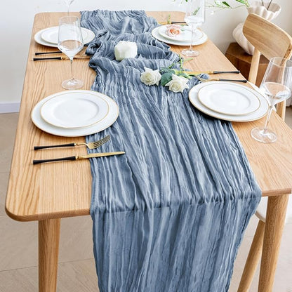 Cheesecloth Table Runner Dusty Blue 10FT Boho Gauze, 6 Pack | 120 Inch Cheese - Image 6