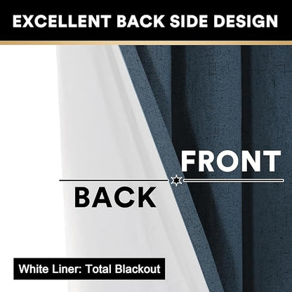 PrinceDeco Blackout Sliding Glass Door Curtain Extra Wide Patio Door Curtains for Sliding Glass Door Thermal Curtains Room Divider Drapes for Living Room/Bedroom,100 X 108 Curtains,Navy