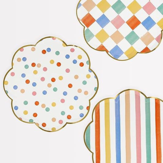 Meri Meri Colorful Pattern Dinner Plates (Pack of 8)