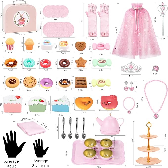 iAOVUEBY Tea Party Set for Little Girls Age 3-8, Kids Princess Pretend Playset - Image 5