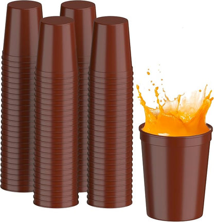 PartyPrints 100 Pack 16 oz Maroon Reusable Blank Plastic Cups, Stadium Cups by PartyPrints
